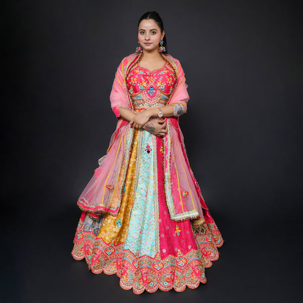 Traditional Multicolor Crop Top Lehenga