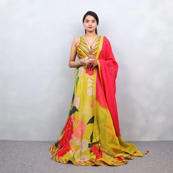 Crop Top Lehenga with Dupatta