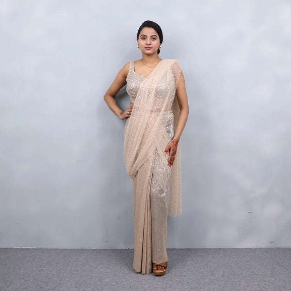 Elegant Gold Drape Saree