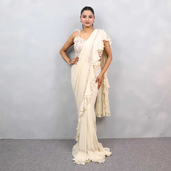 Elegant Ivory Drape Saree