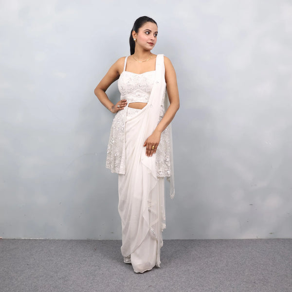 Elegant White Drape Saree