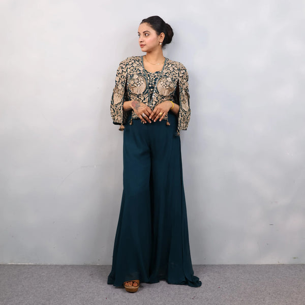 Crop Top Sharara with Jacket