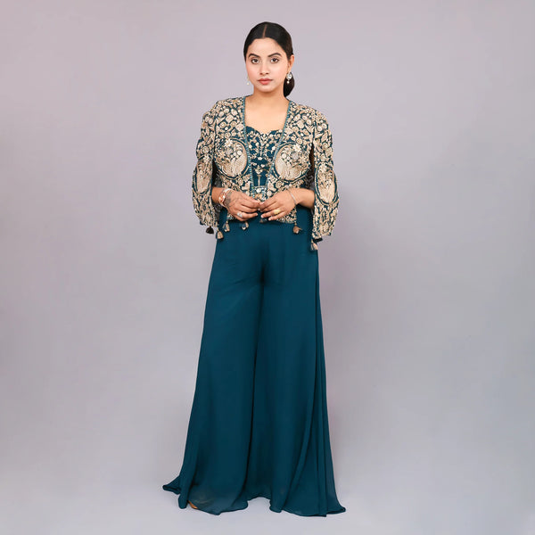 Crop Top Sharara with Jacket