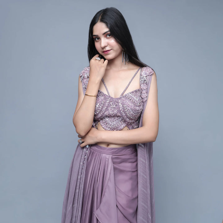 Crop Top Dhoti Style with Shrug
