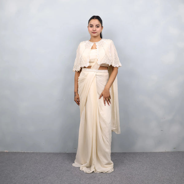 Cape Style Drape Saree