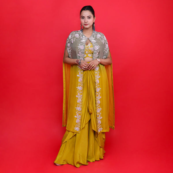 Trendy Dhoti Style Shrug Dress Three-Piece Set