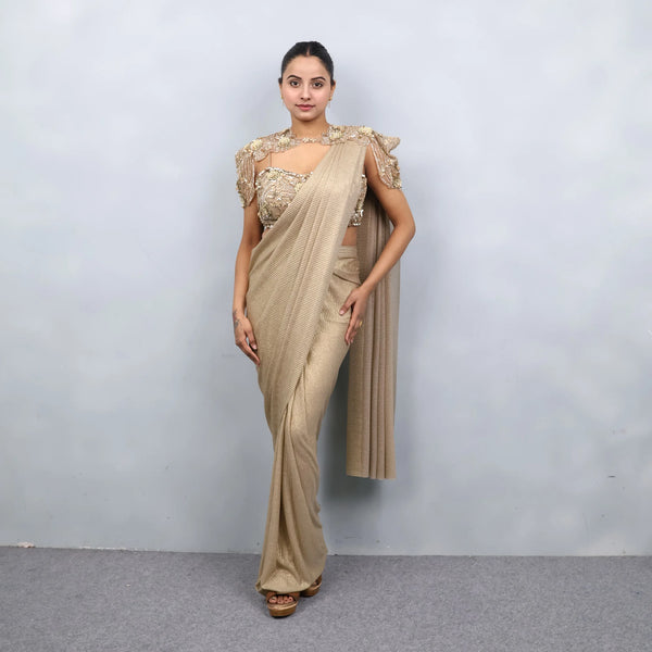 Drape Saree with Shoulder Cape