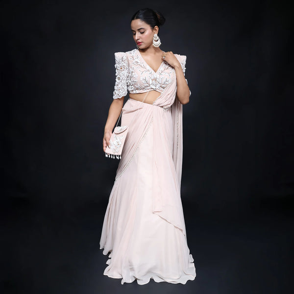 Embrace the Crop Top Skirt Drape Saree Style