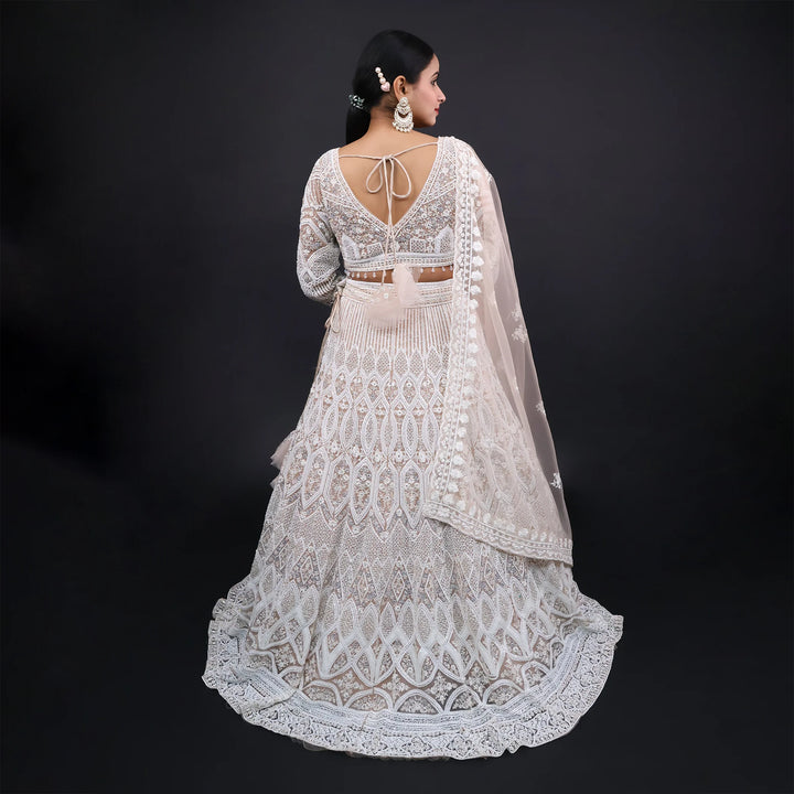 Light Peach Crop Top Lehenga Vastrachowk