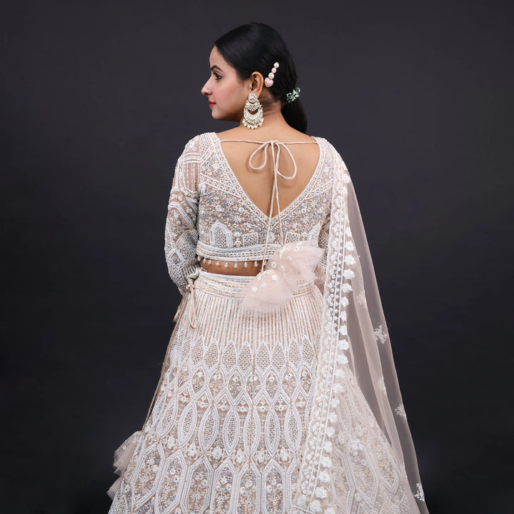 Light Peach Crop Top Lehenga Vastrachowk