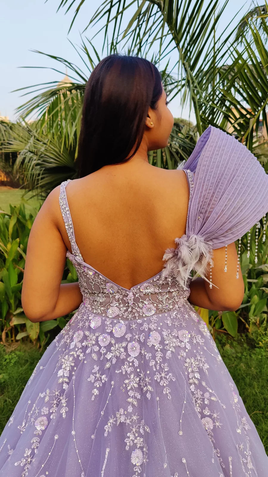 Lilac Strapless Lace Illuison Pleats Long Prom Dress With Slit Evening –  SQOSA