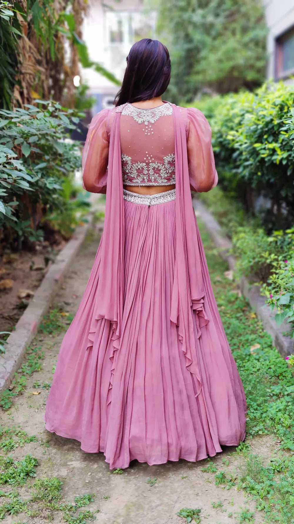 Load image into Gallery viewer, Mauve Crop Top Lehenga
