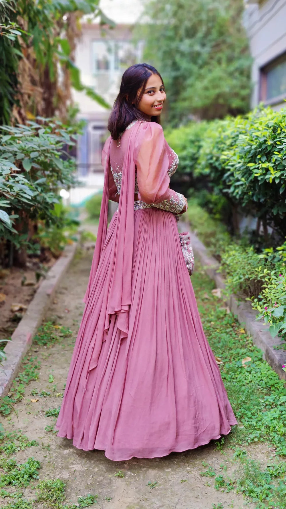 Load image into Gallery viewer, Mauve Crop Top Lehenga
