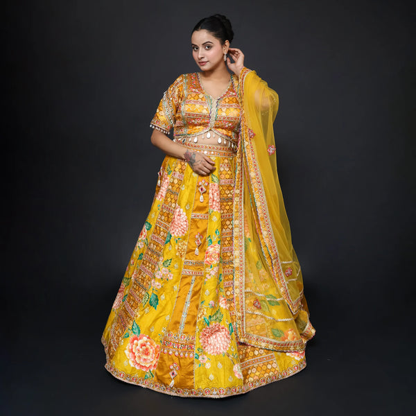 Multi-Colour Crop Top Traditional Lehenga