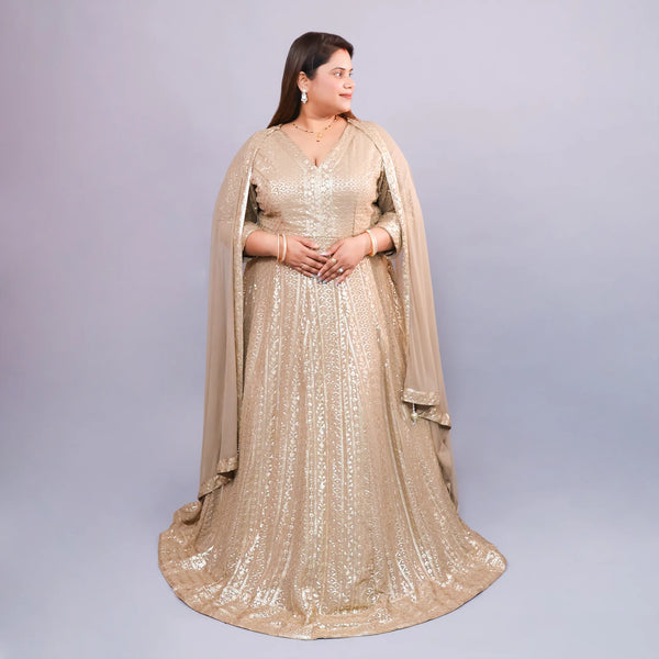 One-Piece Anarkali Gown with Dupatta