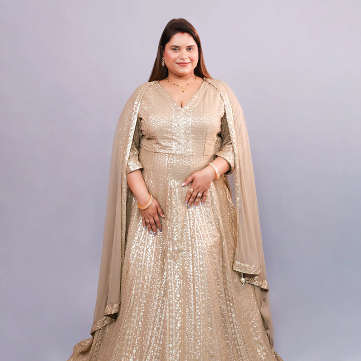 One-Piece Anarkali Gown with Dupatta