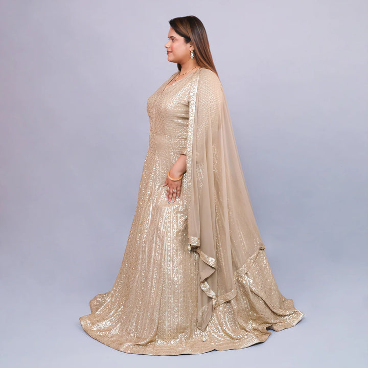 One-Piece Anarkali Gown with Dupatta Vastrachowk