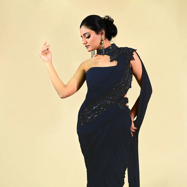 One-shoulder designer Drape Gown