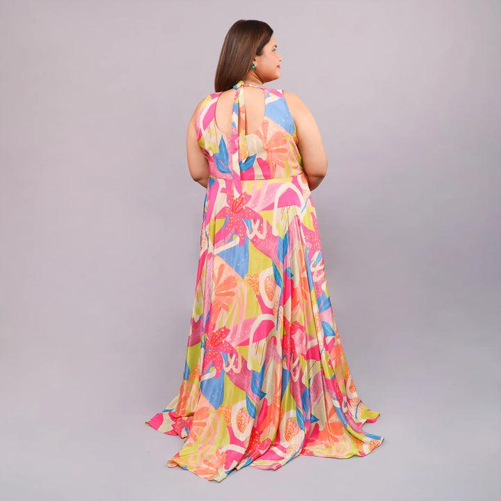 Printed Anarkali Gown with Dupatta- Vastrachowk