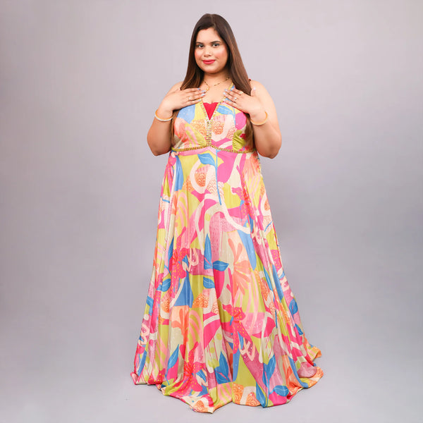 Printed Anarkali Gown with Dupatta