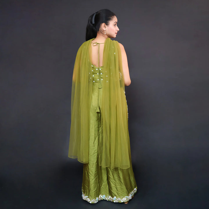 Silk Jumpsuit with Choker Dupatta - Vastrachowk