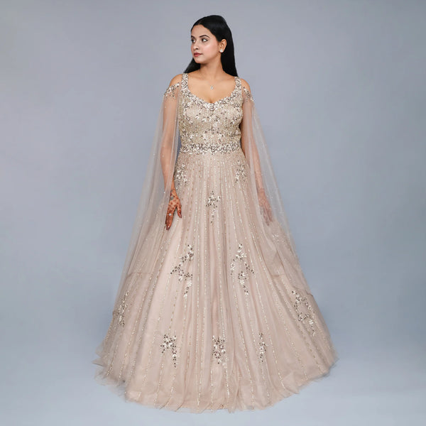 Stunning Falling Sleeve Gown- Vastrachowk