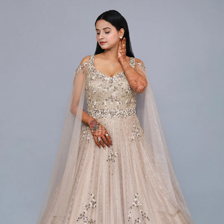 Stunning Falling Sleeve Gown- Vastrachowk