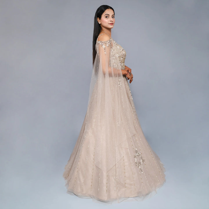 Stunning Falling Sleeve Gown- Vastrachowk