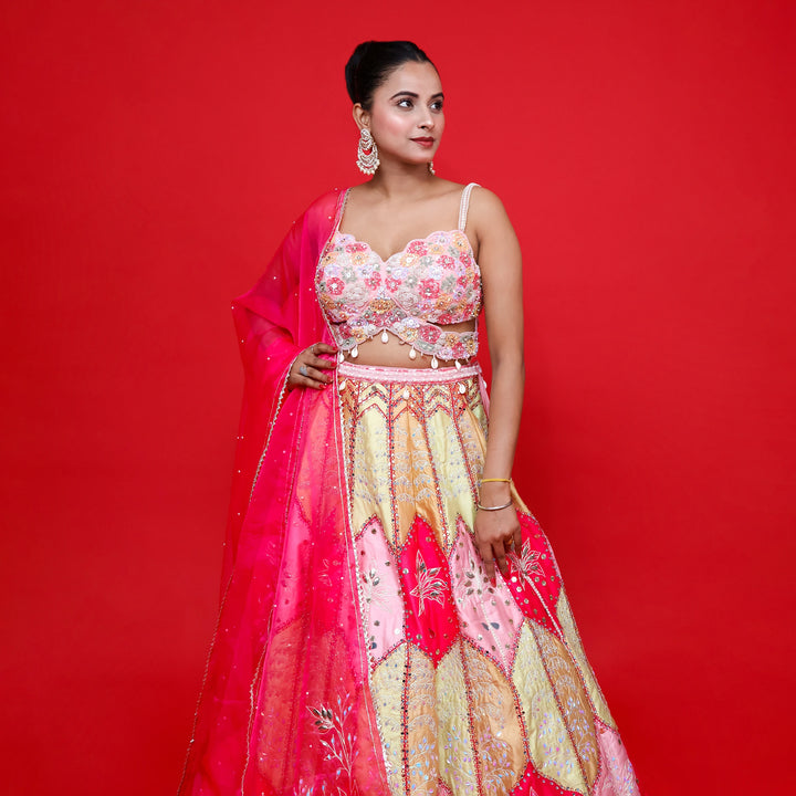 Stunning Indo Western Printed Lehenga-Vastrachowk