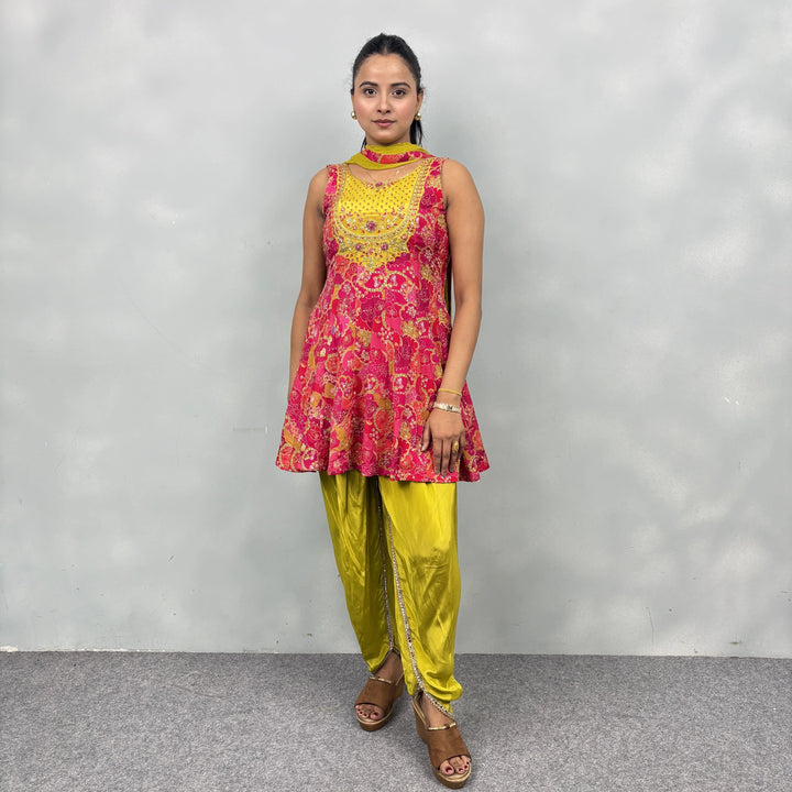 Stylish Peplum Suit with Dhoti-Vastrachowk