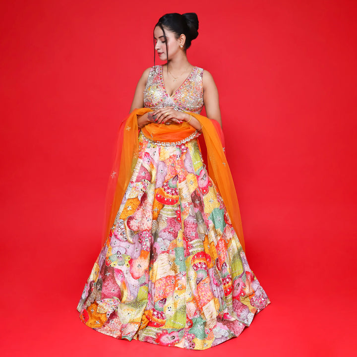 Stylish Printed Lehenga for Women- Vastrachowk