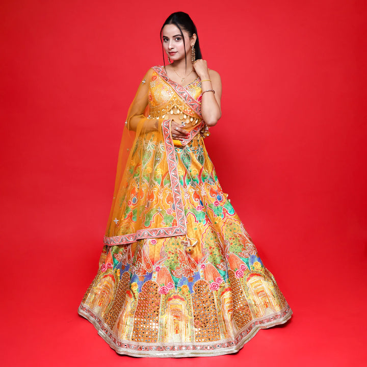 Stylish Traditional Printed Lehenga- Vastrachowk