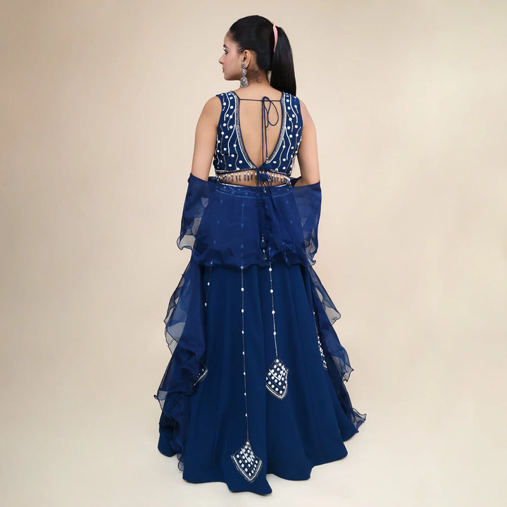 Stylish Western Crop Top with Lehenga- Vastrachowk