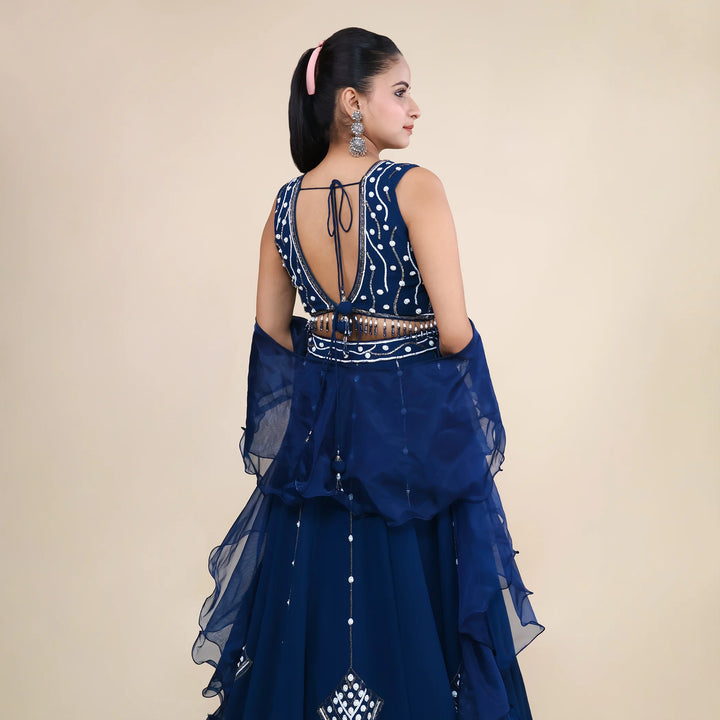 Stylish Western Crop Top with Lehenga- Vastrachowk