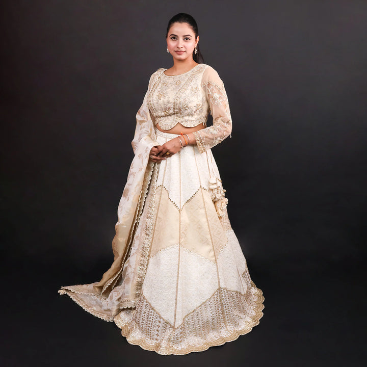 Traditional Crop Top Lehenga with Banarasi Dupatta