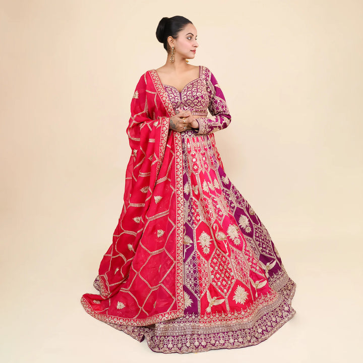 Traditional Crop Top Lehenga with Dupatta- Vastrachowk