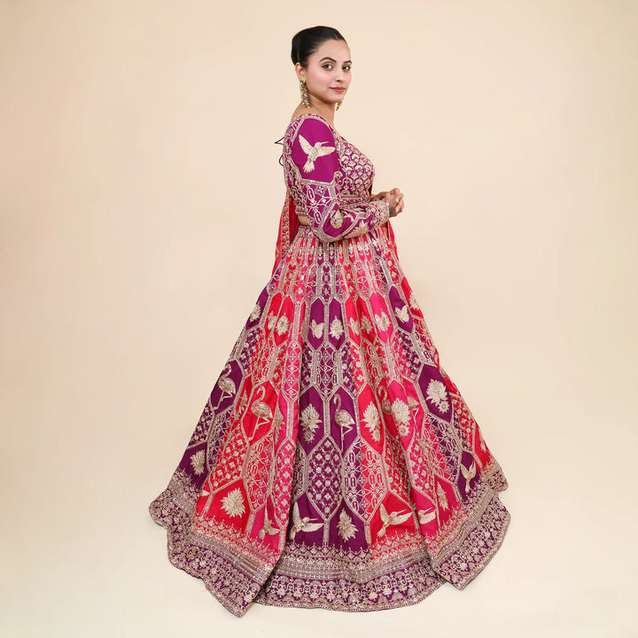 Traditional Crop Top Lehenga with Dupatta- Vastrachowk