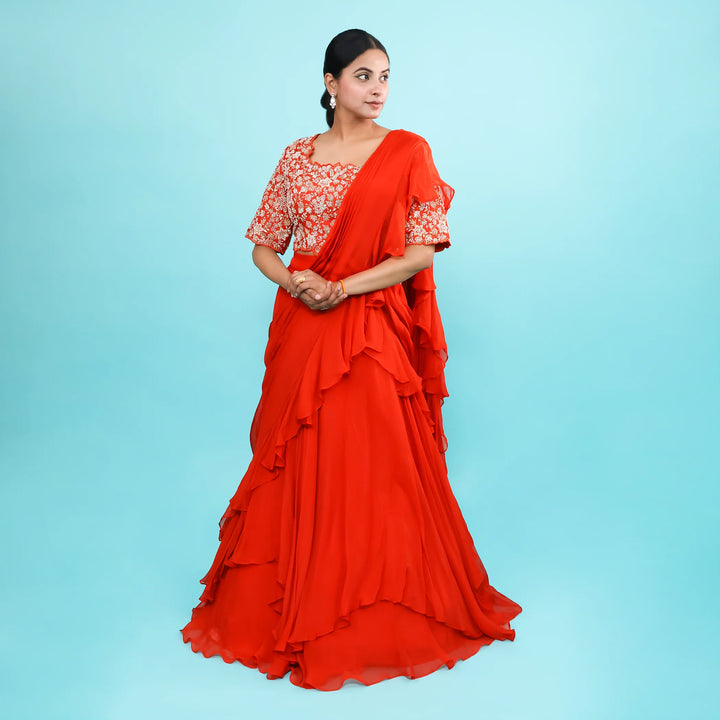 Traditional crop top lehenga with a dupatta