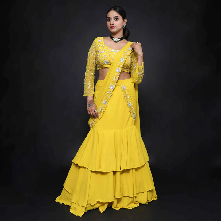 Vastrachowk Fish Cut Style Drape Lehenga