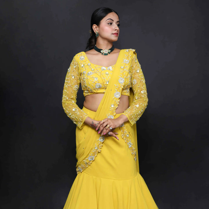 Vastrachowk Fish Cut Style Drape Lehenga