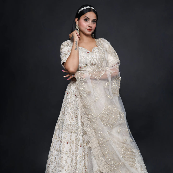 Traditional Ivory Ceremonial Lehenga Choli