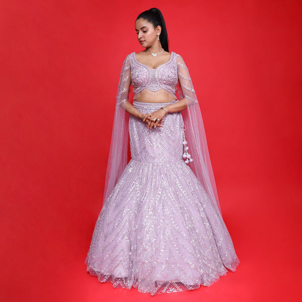 Vastrachowk Ceremonial mermaid style crop top lehenga