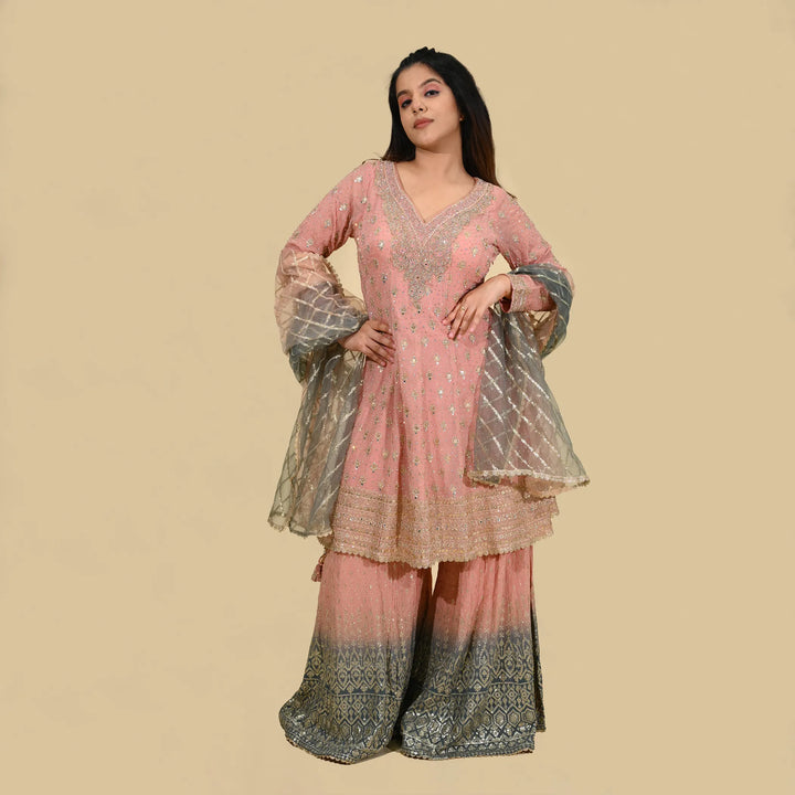 Vastrachowk Chic Long Shirt Sharara Set 