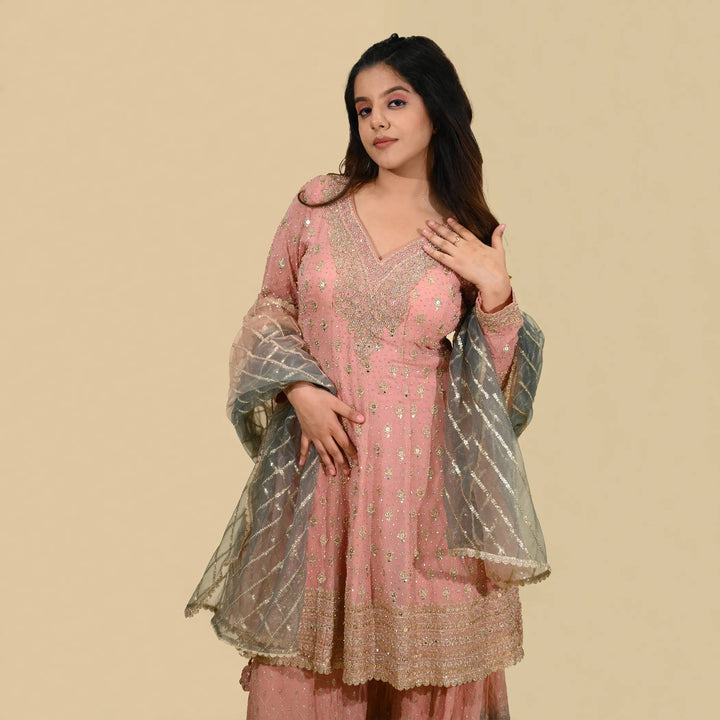 Vastrachowk Chic Long Shirt Sharara Set 