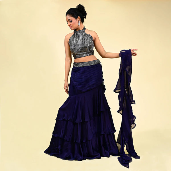 Vastrachowk Crop Top & Fish Cut Skirt Trendy Style