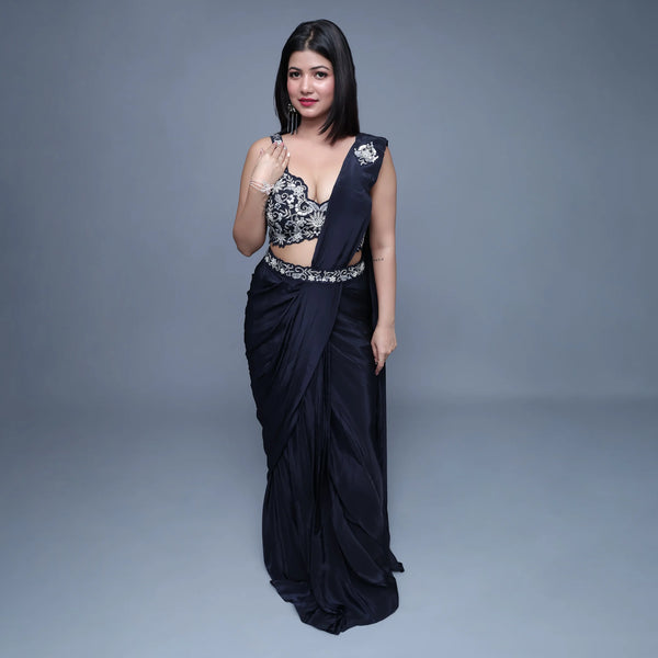 Vastrachowk Crop Top Skirt with Drape Saree