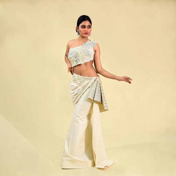 Vastrachowk One-Shoulder Crop Top with Mermaid Skirt Ensemble