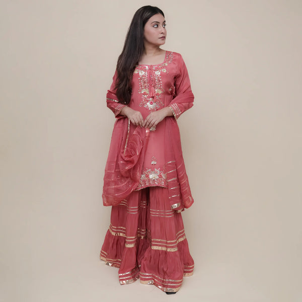 Women's Straight Shirt with Sharara Set