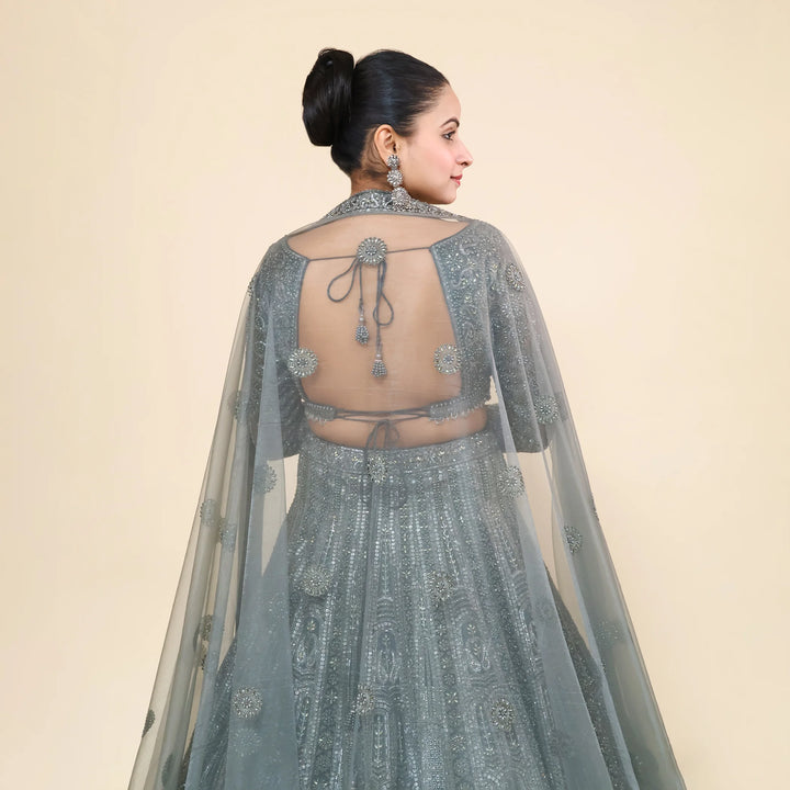 Western Crop Top Lehenga with Dupatta- Vastrachowk