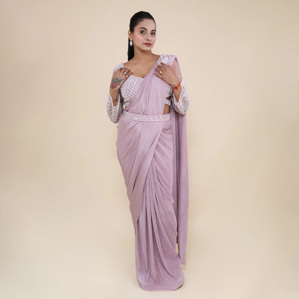 Women- Designer Crop Top Drape Saree